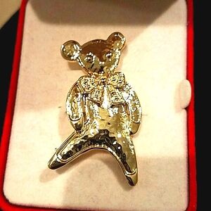 Teddy Bear Pin Gold Tone New